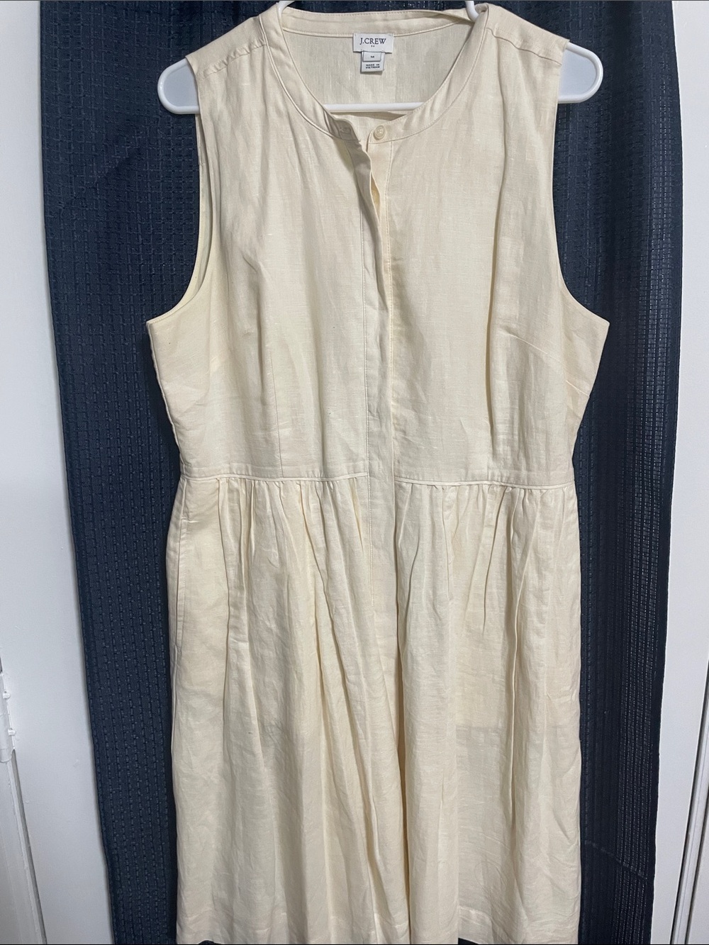 J. Crew Woman’s Cream Sleeveless Linen-Blend Dress